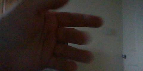 A frame of footage of a hand from the 3DS Camera software.