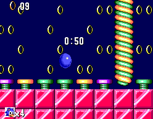 A screenshot of one of the Bonus Stages in Master System Sonic
