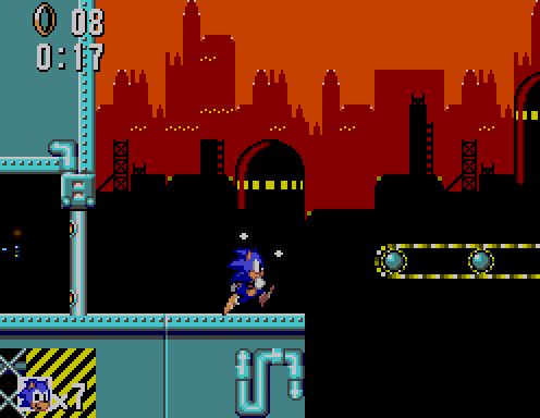 A screenshot of Scrap Brain Zone in Master System Sonic